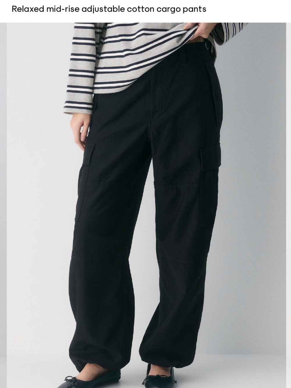 Aritzia Wide Leg Cotton Cargo Pants in Black